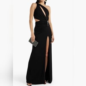 HALSTON Ivanna Gathered Asymmetric Cut-out Gown